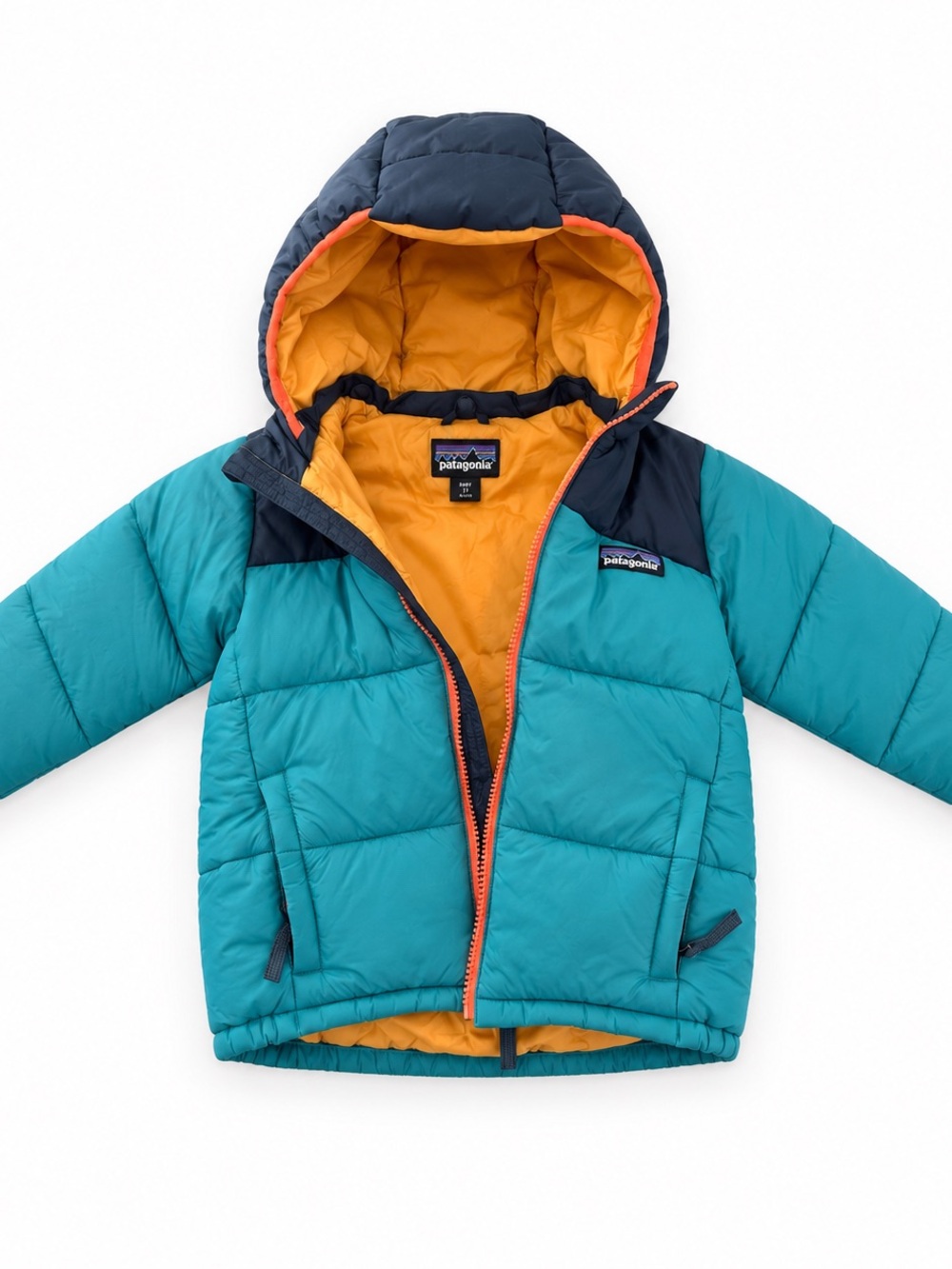 Kids patagonia teal hooded quilted jacket